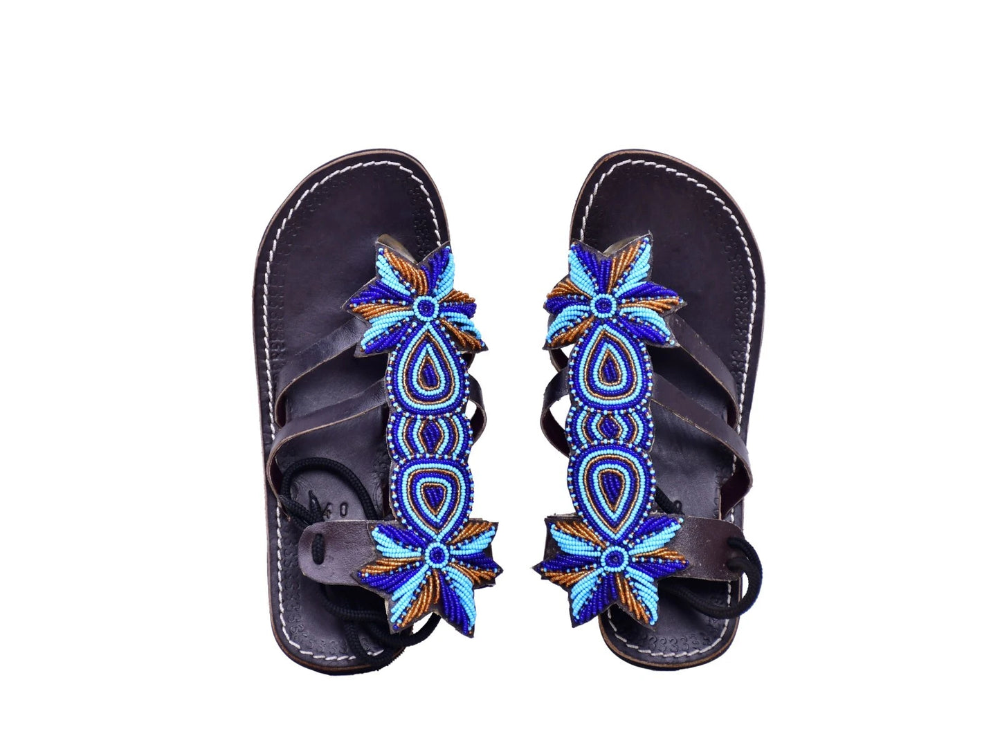 Blue beaded Leather Sandals