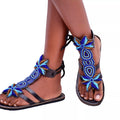 Blue beaded Leather Sandals