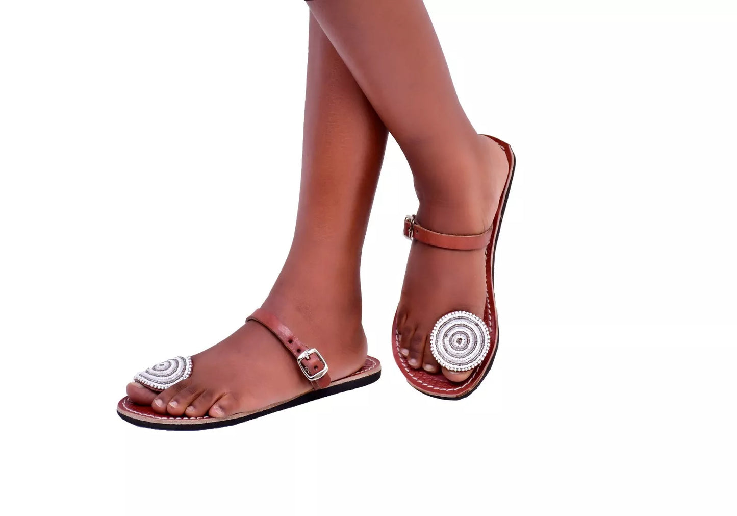 Masai Leather Beaded Sandals