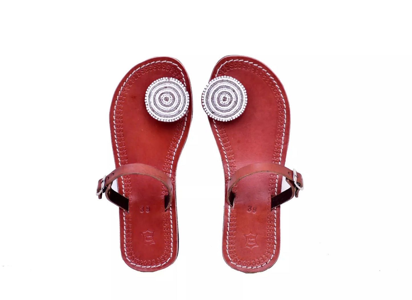 Masai Leather Beaded Sandals